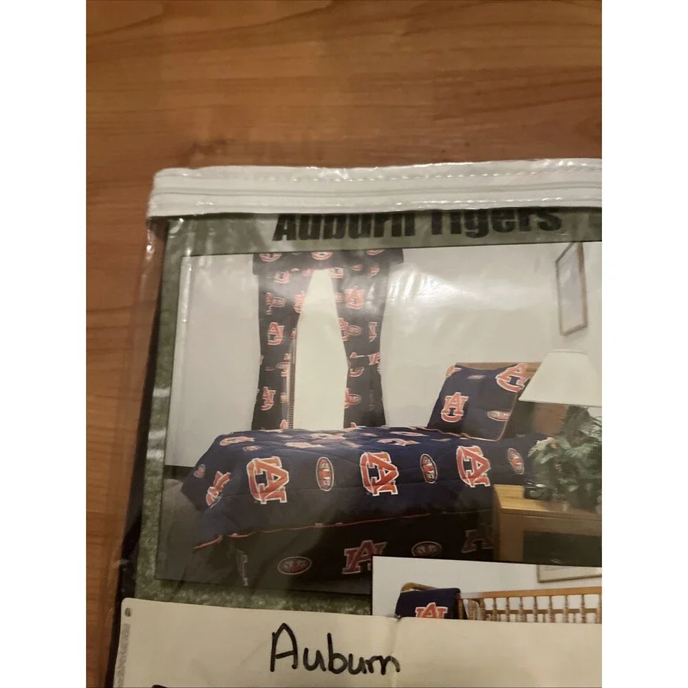 Auburn University AU Tigers Full Flat Sheet Navy Blue Burnt Orange
